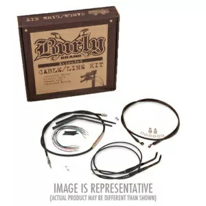 Dynas 用拡張ブラック コントロール ケーブル キット - 高さ 12 インチのバー Burly ブランド B30-1042 Extended Black Control Cable Kit For Dynas - 12\