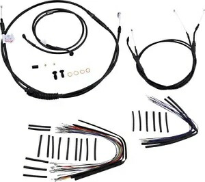 Dynas 用拡張ブラック コントロール ケーブル キット - 高さ 14 インチのバー Burly ブランド B30-1040 Extended Black Control Cable Kit For Dynas - 14\