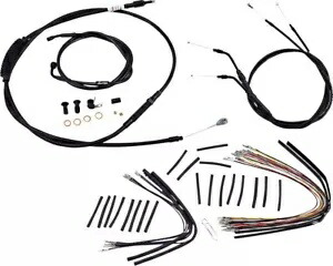 Dynas 用拡張ブラック コントロール ケーブル キット - 高さ 14 インチのバー Burly ブランド B30-1046 Extended Black Control Cable Kit For Dynas - 14\