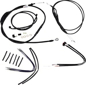ブラック コントロール ケーブル キット 高さ 14 インチ エイプハンガー Burly ブランド B30-1107 Black Control Cable Kit 14\