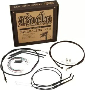 12 インチ T バーハンドルバー用拡張ブラックコントロールケーブルキット Burly ブランド B30-1144 Extended Black Control Cable Kit For 12\