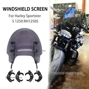 スモークフロントウィンドディフレクターフロントガラスハーレースポーツスターS 1250 2021-2024に適合 Smoke Front Wind Deflector Windshield Fit For Harley Sportster S 1250 2021-2024 【並行輸入品】