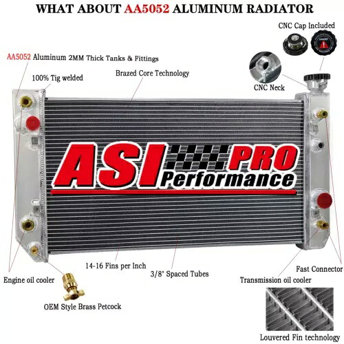 3 列アルミラジエーター 1988-1994 シボレー S10 ブレザー GMC ジミー S15 4.3L/V6 3 Row Aluminum Radiator For 1988-1994 Chevrolet S10 Blazer GMC Jimmy S15 4.3L/V6 【並行輸入品】｜カスタムパーツ WORLD倉庫