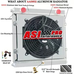 3 列アルミラジエーターシュラウドファンフィットドラッグスターロードスターダブルパス 80108N 3 Row Aluminum Radiator Shroud fan fit Dragster Roadster Double Pass 80108N 【並行輸入品】
