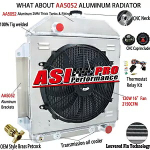 3ROW ラジエーター + シュラウドファン 1949-1953 1952 フォード カントリー スクワイア セダン 3.5L/4.2L 用 3ROW Radiator+Shroud Fan For 1949-1953 1952 Ford Country Squire Sedan 3.5L/4.2L 【並行輸入品】