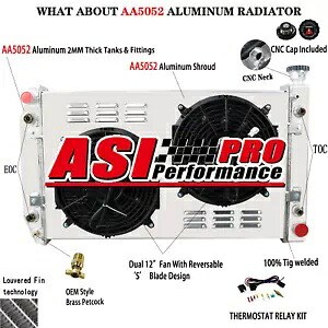 4列ラジエーターシュラウドファン 1988-1999 シボレー/GMC C/K 1500 2500 3500 28インチW用 4-Row Radiator Shroud Fan For 1988-1999 Chevy/GMC C/K 1500 2500 3500 28''W 【並行輸入品】｜カスタムパーツ WORLD倉庫