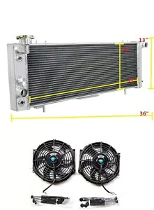 3 列アルミラジエーター + 2 * ファン 1991-2001 ジープチェロキー XJ/ワゴニアトラック用 3Rows Aluminum Radiator +2*Fans For 1991-2001 Jeep Cherokee XJ / Wagoneer Truck 【並行輸入品】