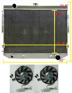 1973 1974 ダッジチャージャー コロネット サテライト V8 エンジン アルミ ラジエーター + ファン用 For 1973 1974 Dodge Charger Coronet Satellite V8 Engine Aluminum Radiator+Fans 【並行輸入品】