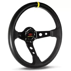 SAAS ステアリング ホイール レザー 350mm ADR GT ディープディッシュ ブラック 穴あり + インディカット SAAS Steering Wheel Leather 350mm ADR GT Deep Dish Black With Holes + Indicat 【並行輸入品】