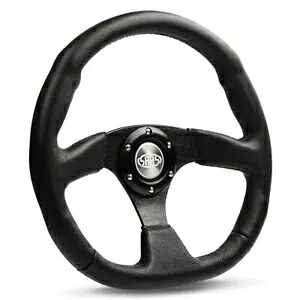 SAAS ステアリング ホイール レザー 14 インチ ADR ブラック フラットボトム SAAS Steering Wheel Leather 14\