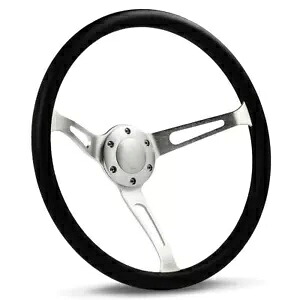 SAAS ステアリング ホイール ポリ 15 インチ クラシック ディープ ディッシュ ブラッシュド アロイ スロット付き SAAS Steering Wheel Poly 15\