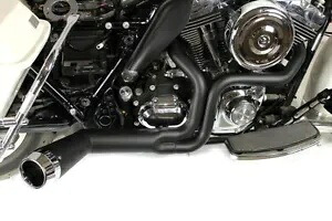 オフセットメガホン 2:1 エキゾースト ブラック クロームチップ付き ハーレー ツーリング 1985 - 2005 Offset Megaphone 2:1 Exhaust Black with Chrome Tip Harley Touring 1985 - 2005 【並行輸入品】