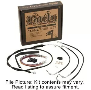 Burly ブランド ブラック ビニール 延長ケーブル キット ハーレー 14-15 ABS 15 インチ ハンドルバー付き Burly Brand Black Vinyl Extended Cable Kit Harley 14-15 W/ ABS 15\