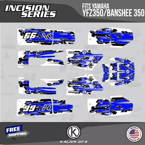 Yamaha YFZ350 Banshee 350-16 MIL Incision 用グラフィックキット - ブルー Graphics Kit for Yamaha YFZ350 Banshee 350-16 MIL Incision - Blue 【並行輸入品】