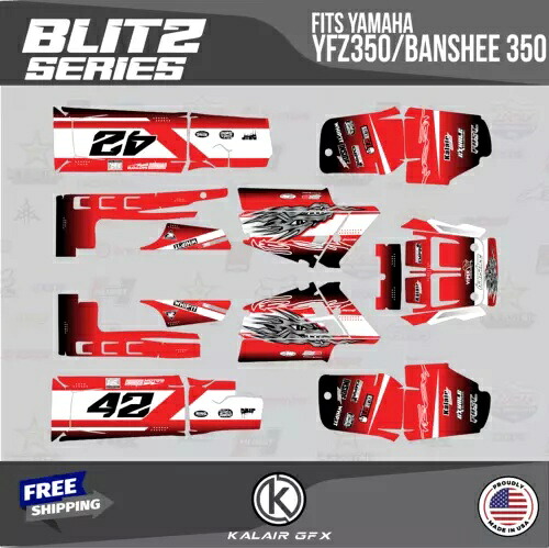 Yamaha YFZ350 Banshee 350-16 MIL Blitz シリーズ用グラフィックスキット - レッド Graphics Kit for Yamaha YFZ350 Banshee 350-16 MIL Blitz Series - Red 【並行輸入品】 51,480円