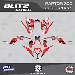 ヤマハ ラプター 700 (2013-2022) 16 MIL 700R Blitz シリーズ用グラフィックスキット - レッド Graphics Kit for YAMAHA RAPTOR 700 (2013-2022) 16 MIL 700R Blitz Series - Red 【並行輸入品】