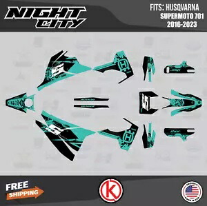 Husqvarna Supermoto 701 (2016-2023) NightCity シリーズ用グラフィックスキット - ティール Graphics Kit for Husqvarna Supermoto 701 (2016-2023) NightCity Series -Teal 【並行輸入品】
