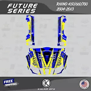 グラフィックスキット Yamaha Rhino 450/660/700 2004-2013 Future- イエロー ブルー 16 MIL Graphics Kit for Yamaha Rhino 450/660/700 2004-2013 Future- Yellow Blue 16 MIL 【並行輸入品】
