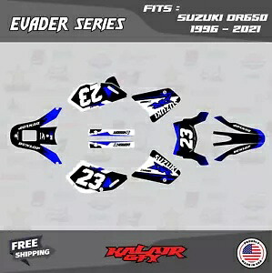 スズキ DR650 DR650S (全年式) EVADER シリーズ用グラフィックスキット - ブルー Graphics Kit for Suzuki DR650 DR650S (All Years) EVADER SERIES- Blue 【並行輸入品】