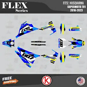 Husqvarna Supermoto 701 (2016-2023) Flex シリーズ用グラフィックスキット - ブルー Graphics Kit for Husqvarna Supermoto 701 (2016-2023) Flex Series -Blue 【並行輸入品】