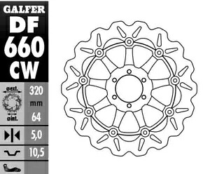 フローティングウェーブ ブレーキローター ガルファー DF660CW フロントディスク Floating Wave Brake Rotor Galfer DF660CW Front Disc 【並行輸入品】|カスタムパーツ WORLD倉庫