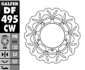 フローティングウェーブ フロントブレーキローター ガルファー DF495CW ヤマハ Floating Wave Front Brake Rotor Galfer DF495CW Yamaha 【並行輸入品】