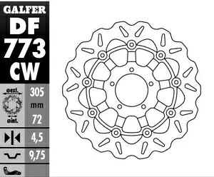 フローティングウェーブ ブレーキローター ガルファー DF773CW フロントディスク Floating Wave Brake Rotor Galfer DF773CW Front Disc 【並行輸入品】