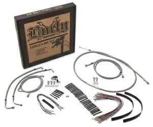 拡張編組 S.S. コントロール ケーブル キット 16 インチ ゴリラ バー用 Burly ブランド B30-1312 Extended Braided S.S. Control Cable Kit For 16\