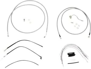 バガー用拡張編組 S.S. コントロール ケーブル キット - 高さ 15 インチのバー (ABS) Extended Braided S.S. Control Cable Kit for Baggers - 15\