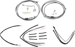 拡張編組 S.S. コントロール ケーブル キット 18 インチ ゴリラ バー用 Burly ブランド B30-1163 Extended Braided S.S. Control Cable Kit For 18\