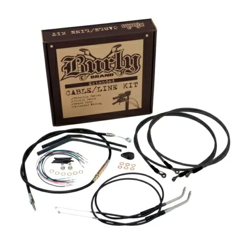 12 インチ T バーハンドルバー用拡張ブラックコントロールケーブルキット Burly ブランド B30-1264 Extended Black Control Cable Kit For 12" T-Bar Handlebars Burly Brand B30-1264 【並行輸入品】|カスタムパーツ WORLD倉庫