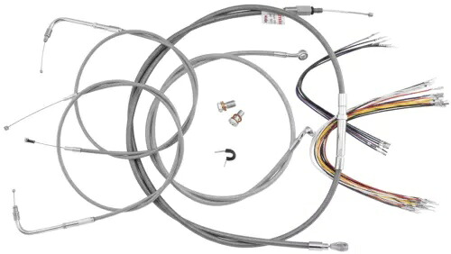 ソフテイル用拡張編組 S.S. コントロール ケーブル キット - 高さ 14 インチのバー (非 ABS) Extended Braided S.S. Control Cable Kit for Softails - 14" tall bars (non-ABS) 【並行輸入品】|カスタムパーツ WORLD倉庫