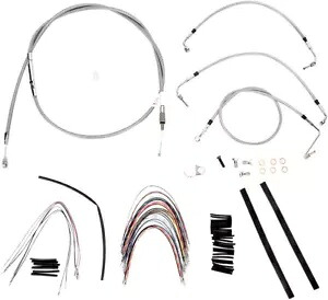 バガー用拡張編組 S.S. コントロール ケーブル キット - 高さ 16 インチのバー (非 ABS) Extended Braided S.S. Control Cable Kit for Baggers - 16" tall bars (non-ABS) 【並行輸入品】|カスタムパーツ WORLD倉庫