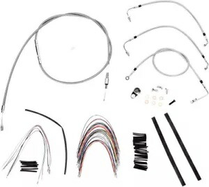 バガー用拡張編組 S.S. コントロール ケーブル キット - 高さ 18 インチのバー (非 ABS) Extended Braided S.S. Control Cable Kit for Baggers - 18\