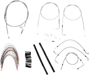 拡張ステンレス コントロール ケーブル キット 高さ 14 インチ バー Burly ブランド B30-1085 Extended Stainless Control Cable Kit 14\