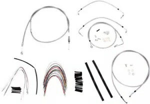 バガー用拡張編組 S.S. コントロール ケーブル キット - 高さ 16 インチのバー (ABS) Extended Braided S.S. Control Cable Kit for Baggers - 16\