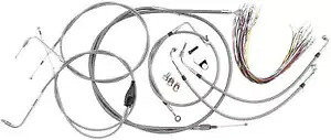 バガー用拡張編組 S.S. コントロール ケーブル キット - 高さ 16 インチのバー (クルーズ付き) Extended Braided S.S. Control Cable Kit for Baggers - 16" tall bars (w/CRUISE) 【並行輸入品】｜カスタムパーツ WORLD倉庫