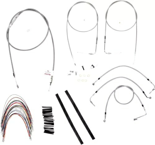 拡張編組 S.S. コントロール ケーブル キット - 高さ 16 インチのバー Burly ブランド B30-1086 Extended Braided S.S. Control Cable Kit - 16\