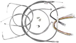 ソフテイル用拡張編組 S.S. コントロール ケーブル キット - 高さ 18 インチのバー (ABS) Extended Braided S.S. Control Cable Kit for Softails - 18\