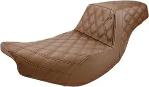 ステップアップ 格子ステッチ 2アップシート ブラウン サドルメン I14-07-175BR Step-Up Lattice Stitched 2-Up Seat Brown Saddlemen I14-07-175BR 【並行輸入品】