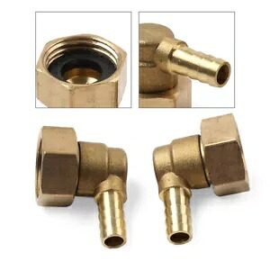 真鍮ホースバーブ継手エルボ 8mm x G1/2 メススイベルナットパイプコネクタ 2 個 2pcs Brass Hose Barb Fitting Elbow 8mm x G1/2 Female Swivel Nut Pipe Connectors 【並行輸入品】
