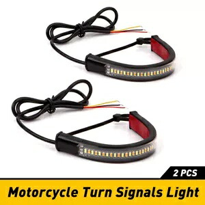 1 ペアアンバーホワイト LED フォークターン DRL 信号マウントストリップライトオートバイバイク用 1Pair Amber White LED Fork Turn DRL Signal Mount Strip Light For MOTORCYCLE BIKE 【並行輸入品】