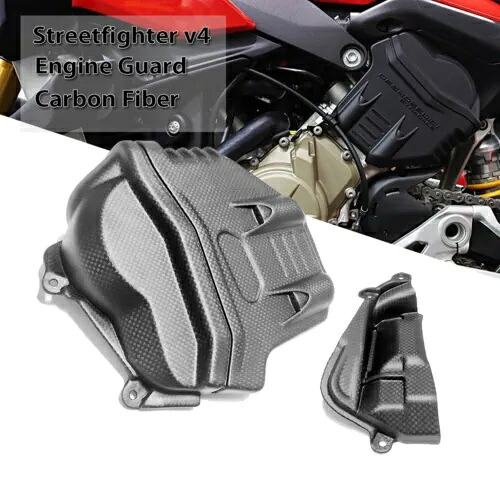 カーボンファイバー エンジンガード ケースカバー Ducati Streetfighter V4 Panigale 18-21用 Carbon Fiber Engine Guard Case Cover for Ducati Streetfighter V4 Panigale 18-21 【並行輸入品】