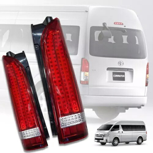 トヨタ ハイエース コミューター 2005-14 レッドレンズ テールライト リアランプ LED ペアに適合 Fit For Toyota Hiace Commuter 2005-14 Red Lens Tail Light Rear Lamp LED Pair 【並行輸入品】｜カスタムパーツ WORLD倉庫