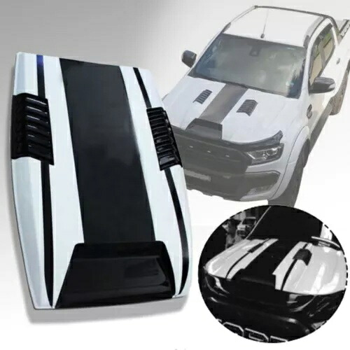 ボンネットフードスクープ ホワイト マット マット ブラック T6 フォード レンジャー PX2 MK2 MK3 12-22用 BONNET HOOD SCOOP WHITE MATT MATTE BLACK FOR T6 FORD RANGER PX2 MK2 MK3 12-22 【並行輸入品】
