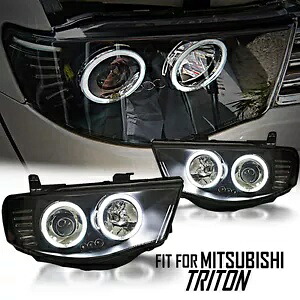 ブラック CCFL プロジェクター ペア ヘッドライト 三菱 トライトン L200 MN ML 2005-2014 に適合 Black CCFL Projector Pair Headlight Fit Mitsubishi Triton L200 MN ML 2005-2014 【並行輸入品】｜カスタムパーツ WORLD倉庫