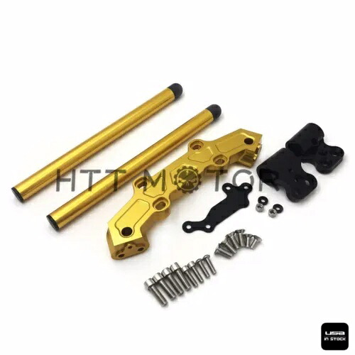 クリップオンアダプタープレート&ハンドルバーセット ヤマハ MT-09 FZ-09 2013-2016 ゴールド用 Clip-On Adapter Plate & Handlebars Set For Yamaha MT-09 FZ-09 2013-2016 Gold 【並行輸入品】