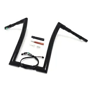 ブラック 12 インチ 配線済み 1.5 インチ 32mm エイプ ハンガー ハンドルバー 14-15 ロードキング FLHR FLHRC 用 Black 12\