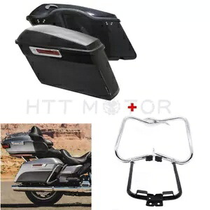 未塗装サドルバッグブラケットガードバーラッチロック 14-20 ハーレーツーリング用 Unpainted Saddlebags Bracket Guard Bars Latch Lock For 14-20 Harley Touring 【並行輸入品】