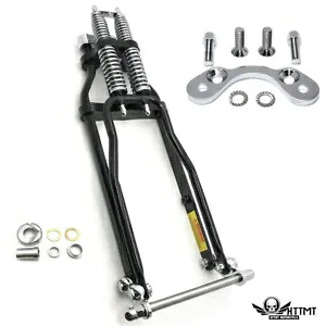 ブラック スプリンガー フロント エンド -2 インチ 在庫あり、ハンドルバー アダプター付き、ハーレー & カスタム用 BLACK SPRINGER FRONT END -2\